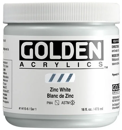 Acrylic heavy body - 16 oz zinc white s1