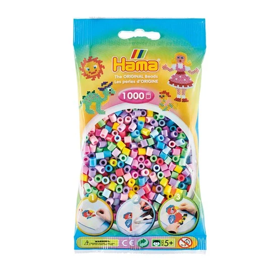 1,000-Pack Hama Midi Beads - Pastel