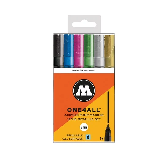 Set of 6 One4all Markers Metallic - 2mm
