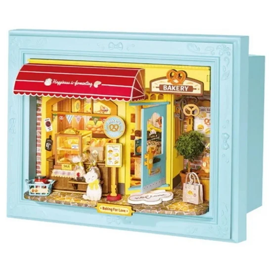 Shadow box fluffy cat bakery