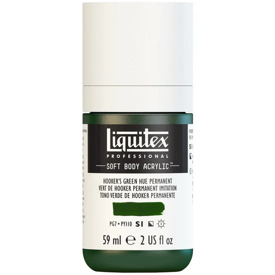 Soft body acrylic - 2oz - hooker's green hue permanent - s1