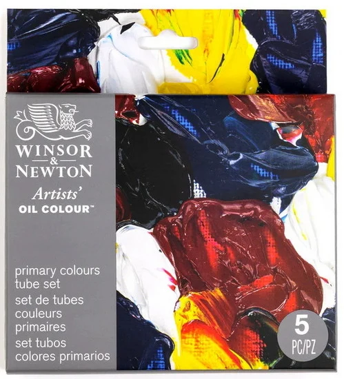 Oil colour tube set - primary colours 5 pieces