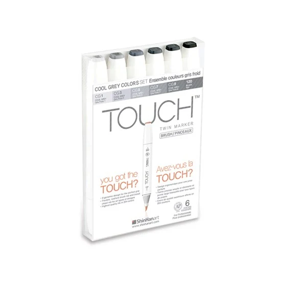 Set of 6 Touch Brush Cool Grey