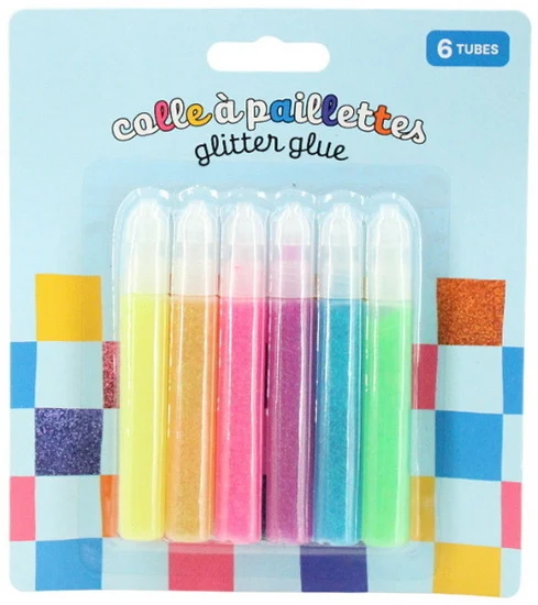 Ens. 6 tubes de colle à paillettes