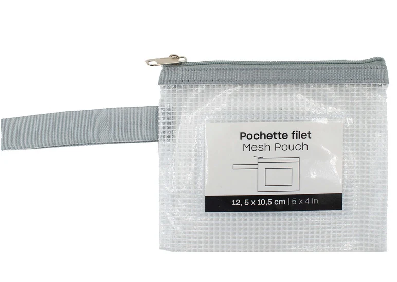 Mesh Zipper Pouch Envelope Grey - 5x4"