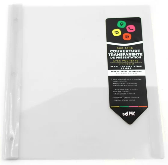 Folder With Prongs 2 Pockets - Clear