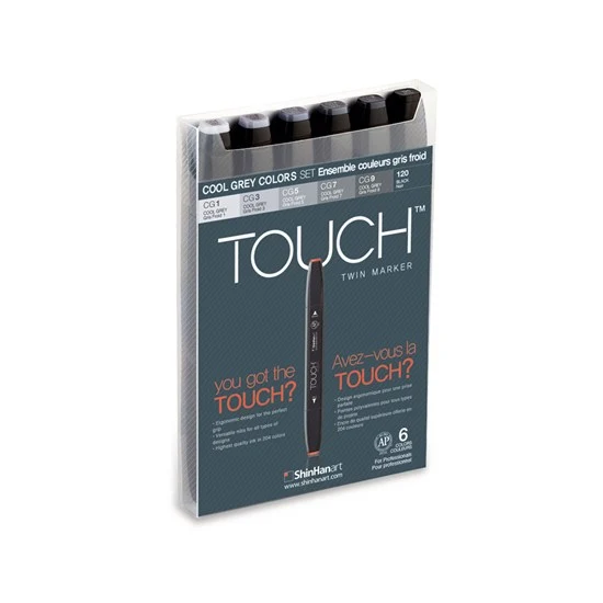 Set of 6 Touch Twin Marker - Cool Grey
