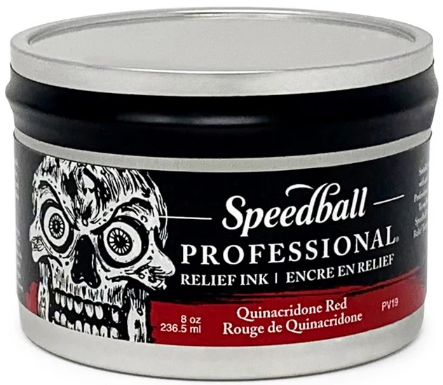 Linocut relief ink - quinacridone red - 8oz