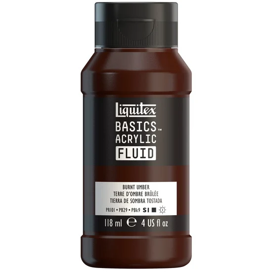 Basics fluid acrylic - 4oz - burnt umber