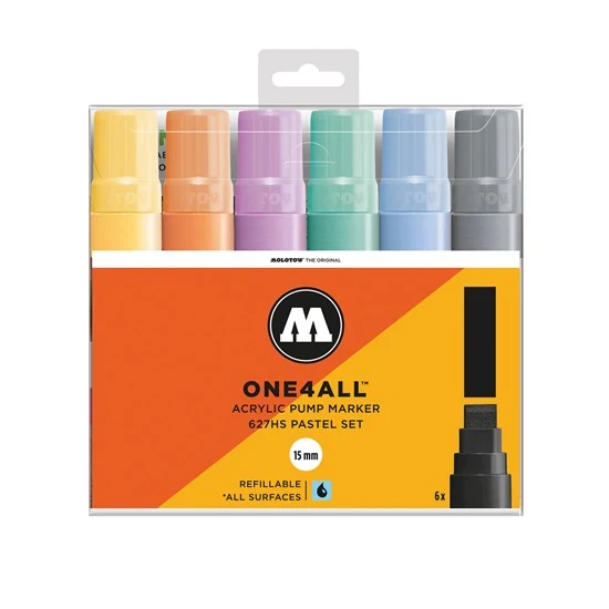 Set of 6 One4all Markers Pastel - 15mm