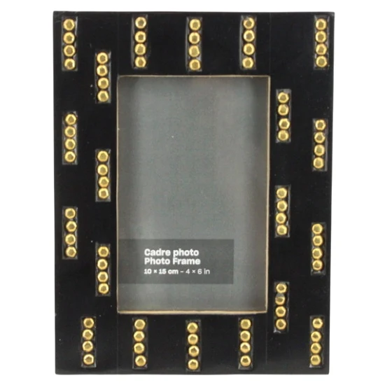 Black resin with gold color stud design photo frame