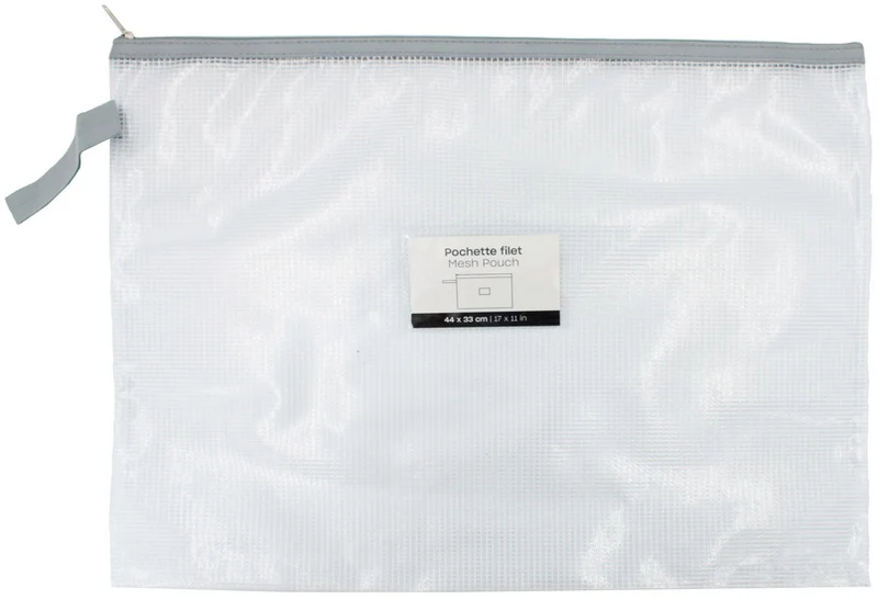 Mesh Zipper Pouch Grey -11x17"