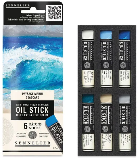 Cardboard box - 6 mini oil sticks - Seascape
