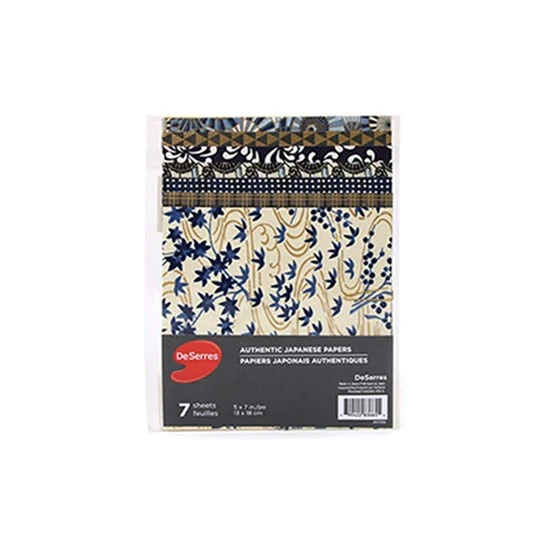 Japanese Paper Set of 7 Blue - 5X5"